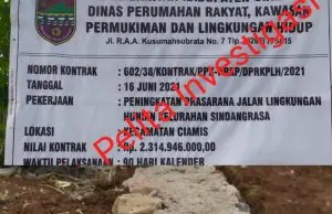 Proyek Peningkatan Prasana Jalan Lingkungan Hunian kelurahan Sindangrasa Diduga Dikerjakan Asal Asaslan”