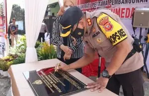 Kapolres Sumedang Laksanakan Peletakan Batu Pertama Pembangunan Pujasera Polres Sumedang