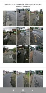 Beberapa ruas jalan rusak parah diruas jalan UPTDWilayah V Provinsi Jawa Barat